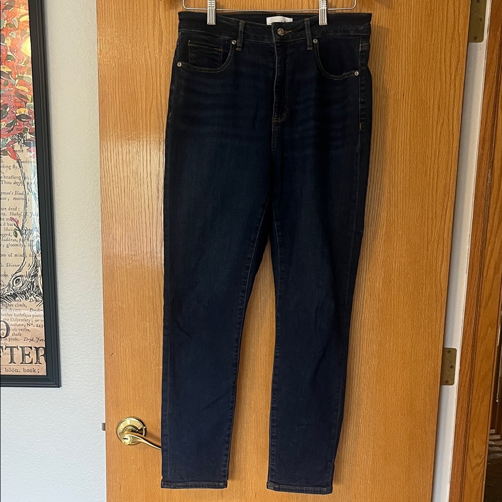 LOFT Curvy Dark Blue Skinny Jeans
